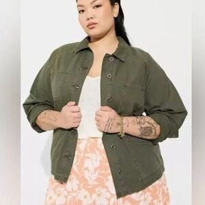 Torrid Gorpcore Utility Chore Jacket Size 00 M/L Olive Green Gorpcore Military
